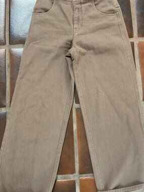 Christopher Esber Taupe Cuffed Straight-Leg Pants Size 10